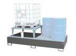 Auffangwanne Bauer AWA 21, Stahl, grau, L 2650 x B 1460 x H 863 mm, 1000 l, für 2 x 1000 l IBC, 1 Abfüllaufsatz, 1 Gitterost