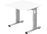 Schreibtisch ULM, C-Fuß, Rechteck, B 800 x T 800 x H 650-850 mm, weiß