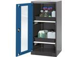 Chemikalienschrank Asecos CS-CLASSIC-G, Flügeltür und Glasausschnitt, 2 Auszüge, H 1105 mm, enzianblau