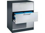 Hängeregistraturschrank ASISTO C 3000, 3 Schubladen, 2-bahnig, B 800 mm, anthrazit/alusilber