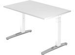 Schreibtisch TOPAS LINE, manuell höheneinstellbar, B 1200 mm, weiß/weiß/alu poliert
