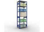 Schulte Lagertechnik Fachbodenregal-Stecksystem MULTIplus 250, Grundregal, Längenriegel, 2500x750x500 mm, 6 Böden, enzianblau/verzinkt