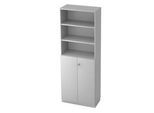 Regalschrank 6 OH, 3 OH geschlossen, B 800 x T 420 mm, lichtgrau