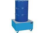 Auffangwanne BAUER AW-1/PE, mit Gitterrost, 200 l, B 815 x T 815 x H 470 mm, blau