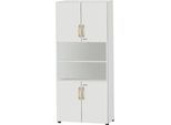 Schäfer Shop Select Kombischrank Start Off Wood, 6 OH, abschließbar, B 800 x T 420 x H 2240 mm, Holz, lichtgrau