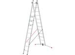 Mehrzweckleiter Hailo S110 Pro, 2-teilig, 2 x 12 Sprossen, Drehstufen-System, Bodenausgleich, bis 150 kg, Aluminium und Kunststoff, silber