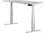 Schäfer Shop Select Schreibtisch ERGO-T, elektrisch höhenverstellbar, Rechteck, T-Fuß, B 1200 x T 800 x H 640-1300 mm, lichtgrau/weißaluminium