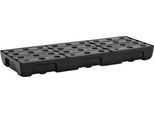 Auffangwanne für Kleingebinde CEMO 10/4, Volumen 21 l, für Regalfachmaß 1000 x 400 mm, mit Gitterrost, mit Zulassung, stapelbar, Polyethylen, schwarz