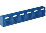 Kleinteilemagazin MultiStore, Reihengröße 6, B 600 x T 75 x H 113 mm, Volumen 2,2 l, stapelbar, Polystyrol, blau/transp.