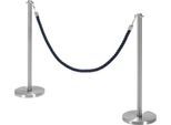 Sparset Absperrpfosten inkl. Robe, Ø 280 x H 850 mm, Edelstahl, 2 Stück + Robe mit L 1,50 m, blau