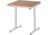 Rau Arbeitstisch Adlatus, elektrisch höhenverstellbar, 25 mm geölte Massivholzplatte, bis 150 kg, B 2000 x T 1000 x H 720-1120 mm, Buche/lichtgrau