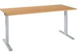 Schäfer Shop Select Schreibtisch ERGO-T 2.0, Rechteck, T-Fuß, B 1800 x T 800 x H 675-895 mm, Buche/weißalu