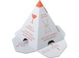 Stapelschutzpyramide Grünmarie®, 3-D-Effekt, mehrsprachiger Warndruck, Selbstklebestreifen, FSC®-Wellpappe, weiß-rot, 25 Stück