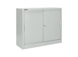 Schäfer Shop Select Schiebetürenschrank MS iCONOMY, Stahl, 3 Ordnerhöhen, B 1200 x T 400 x H 1215 mm, lichtgrau RAL 7035