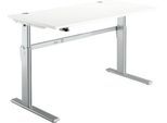 Schreibtisch Standard, elektrisch höhenverstellbar, Rechteck, C-Fuß, B 1600 x T 800 x H 725-1185 mm, weiß/weißaluminium RAL 9006