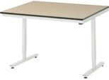 Rau Arbeitstisch Adlatus, elektrisch höhenverstellbar, 22 mm MDF-Platte, bis 150 kg, B 1250 x T 1000 x H 720-1120 mm, braun/lichtgrau