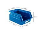 Schäfer Shop Select Sichtlagerkasten, 0,9 l, 2,5 kg, L 163 x B 102 x H 75 mm, Stahl, RAL 5015 (himmelblau)