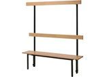 Schäfer Shop Select Sitzbank, für Umkleideräume, mit Rückwand, 5 Doppelhaken, B 995 x T 310 x H 415 mm, schwarz