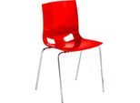 Bistrostuhl FONDO, 4-Bein-Kunststoffstuhl, Gestell verchromt, bis 6 Stühle stapelbar, rot