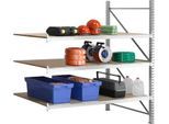 Regalsystem WR 600, Anbaufeld, Traverse blau, mit 4 Ebenen, 3000 x 2200 x 1050 mm