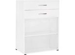 Regal PALENQUE, 3 OH, 2 Schübe oben, 1 Boden, B 800 x T 400 x H 1104 mm, weiß