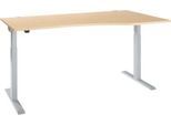 Schäfer Shop Select Schreibtisch ERGO-T 2.0, elektrisch höhenverstellbar, Freiform Ansatz rechts, T-Fuß, B 1800 x H 715-1205 mm, Ahorn/weißalu