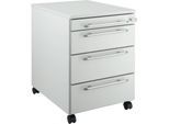 Schäfer Shop Select Rollcontainer Moxxo IQ 1233, runder Griff, 1 Utensilienfach, 3 Schübe, B 432 x T 580 x H 595 mm, abschließbar, lichtgrau