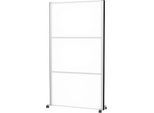 MAUL Stellwandsystem MAULconnecto, 3 Whiteboard-Steckmodule, Klettverbindung, auf Rollen, H 1800 x B 1000 mm, silber