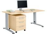 Schäfer Shop Select Büromöbelset 2-tlg. LOGIN C-Fuß Schreibtisch, B 1600 mm + Rollcontainer, 3 Schübe, Utensilienauszug, Zentralverschluss, Ahorn-Dekor