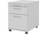 Rollcontainer 126 Breno, 1 Schub, 1 Utensilienauszug & 1 Hängeregistraturschub, abschließbar, B 428 x T 580 x H 590 mm, lichtgrau