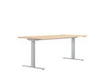 Schreibtisch ERGO DRIVE ED 470, elektrisch höhenverstellbar, Rechteck, T-Fuß, B 1800 x T 800 x H 692-1147 mm, Ahorn/weißaluminium RAL 9006
