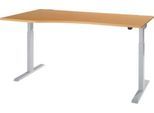 Schäfer Shop Select Schreibtisch ERGO-T 2.0, elektrisch höhenverstellbar, Freiform Ansatz links, T-Fuß, B 1800 x H 715-1205 mm, Buche/weißalu