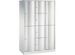 C+P Kombi-Schließfachschrank Resisto, 3 Abteile, 8 Fächer, B 1148 x T 540 x H 1950 mm, Lichtgrau