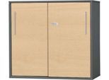 Schäfer Shop Select Anstell-/Aufsatz-Schiebetürenschrank Start Off, in Tischhöhe, abschließbar, B 800 x T 420 x H 726 mm, graphit/ahorn