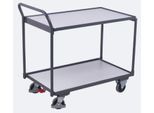 ESD-Tischwagen, Stahl/Spanplatte, Graphitgrau/Lichtgrau, 2 Etagen, L 835 x B 505 mm, TPE-Rollen mit EasySTOP, bis 250 kg