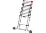 Teleskopleiter Hailo T80 FlexLine, EN 131-6, höhenverstellbar, Einhand-Entriegelung, Quertraverse, bis 150 kg, 13 Sprossen