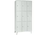 Wertfachschrank 300 mm, 3 Abteile, 9 Fächer, Sicherheitszylinderschloss, Fuß, lichtgrau