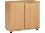 Schäfer Shop Select Anstellschiebetürenschrank, aus Holz, 2 Fachböden, B 800 mm x T 421 x H 750 mm, Buche