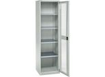 Schäfer Shop Genius Flügeltürenschrank FS, Stahl, Sichtfenster, Lüftungslöcher, B 545 x T 520 x H 1950 mm, 5 OH, Lichtgrau/Lichtgrau, bis 250 kg