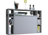 Wandschreibtisch Wandila, ideal für das Home Office, ausklappbare Tischplatte & 7 Fächer, B 900 x T 200/670 x H 600 mm, Holz, grau