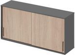 Schäfer Shop Genius Aufsatz-Schiebetürenschrank TETRIS WOOD, 2 OH, B 1600 mm, Höhe inkl. Gleiter, Eiche/graphit