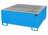 Auffangwanne BAUER AW 1000/PE mit Gitterrost, 1000 l IBC, B 1475 x T 1475 x H 625 mm, blau
