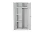 Putzmittelschrank, B 800 mm, 4 Böden, kompl. Mitteltrennwand, abschließbar, lichtgrau RAL 7035/lichtgrau RAL 7035