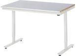Rau Arbeitstisch Adlatus, elektrisch höhenverstellbar, 25 mm MDF-Platte, Stahlblechbelag, 150 kg, B 1250 x T 800 x H 720-1120 mm, silber/lichtgrau