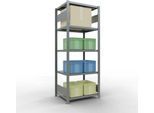 Schulte Lagertechnik Fachbodenregal-Stecksystem MULTIplus 250, Grundregal, Längenriegel, 2000x750x600 mm, 5 Böden, verzinkt