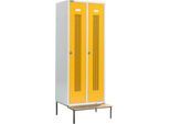 Schäfer Shop Select Kleiderspind, mit Sitzbank, 2 Abteile, 400 mm, Drehriegelverschluss, Tür rapsgelb