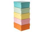 Archivbox Falken PURE Box Pastell A5, für bis zu 1250 Blatt, mit Beschriftungsfeld, L 250 x B 180 x Füllhöhe 100 mm, FSC®-Pappe, farbsortiert, 5 Stück