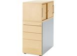 Schäfer Shop Genius Standcontainer mit Aufsatzschrank inkl. Schiebetür, komplett abschließbar, seitliche Griffnut, ahorn