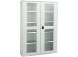 Schäfer Shop Genius Sichttürschrank FS, 5 OH, abschließbar, 4 Fachböden, bis 450 kg, B 1343 mm, Stahl, lichtgrau RAL 7035/lichtgrau RAL 7035
