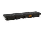 PE-Auffangwanne CEMO 220/4e, mit 4 PE-Gitterrosten, B 2450 x T 660 x H 260 mm, 215 l, für 4 x 200 l Fässer, bis 1200 kg
